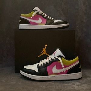 Pink and yellow Jordan one low